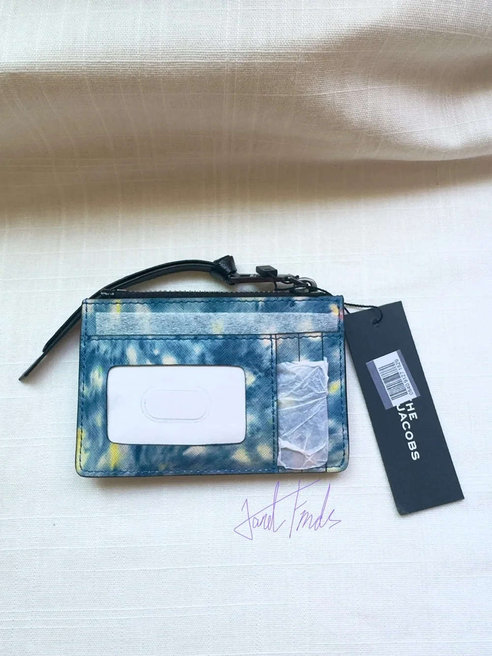 NWT 🌌 Marc Jacobs The Snapshot Logo Top Zip Blue Multi Card Wallet